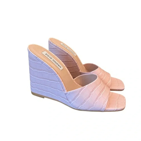 Steven Madden  Veles Pink Croco Women’s Sandals - Picture 1 of 8